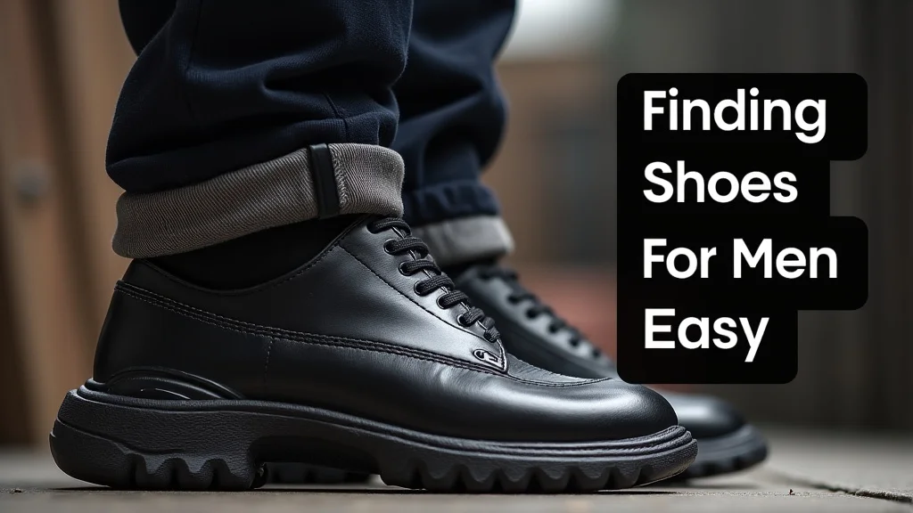 Finding Great Shoes For Men Easy The image shows a man happily trying on stylish, comfortable shoes for easy selection.